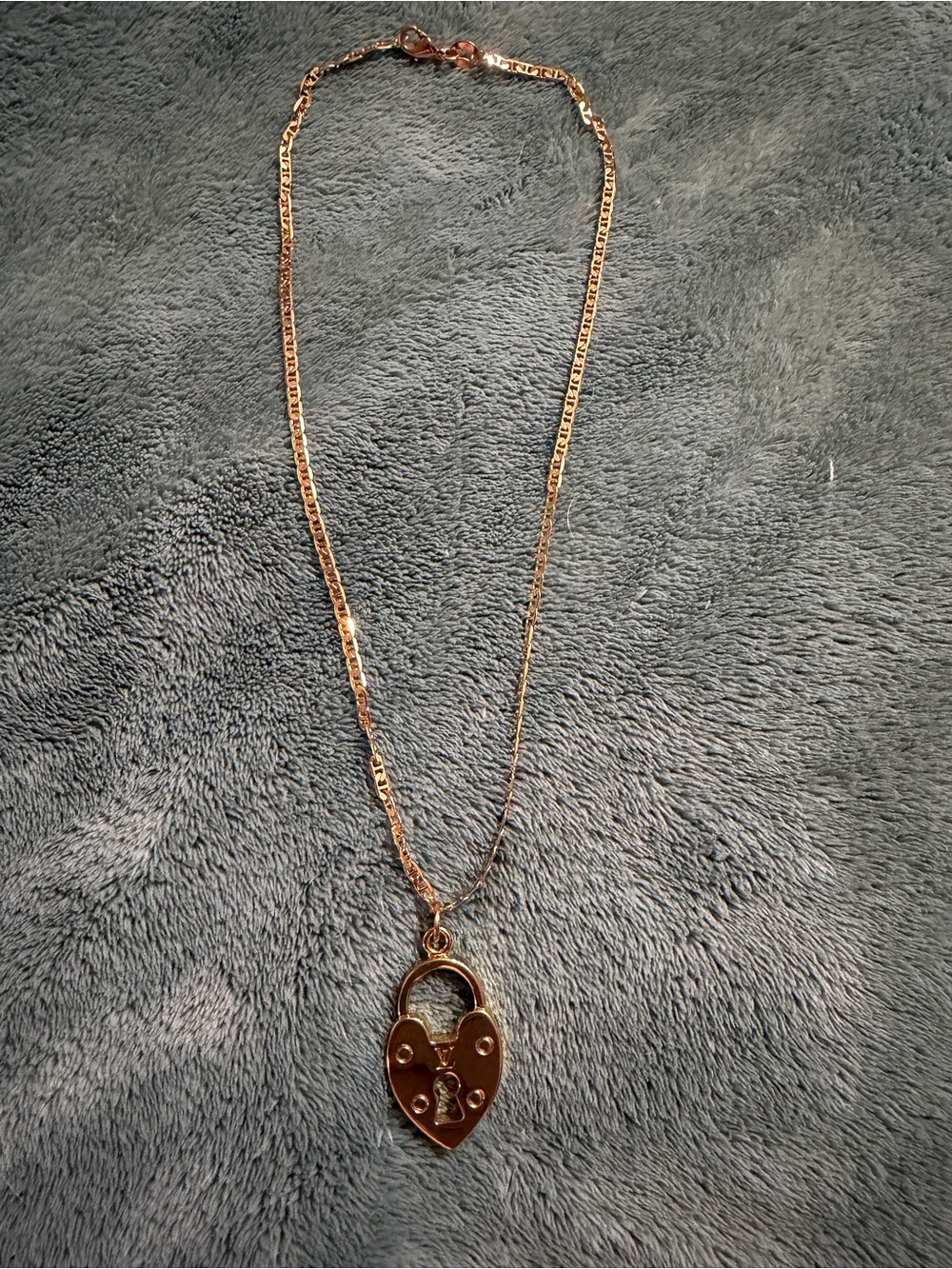 Gold Heart Padlock Pendant Necklace for Women